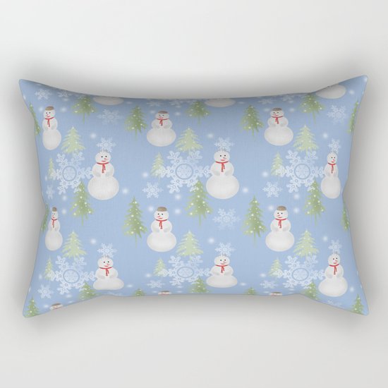 Winter . Christmas . New year . Blue background . Rectangular Pillow