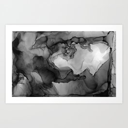 Black and White Ink Painting Abstract Flowing Art Print