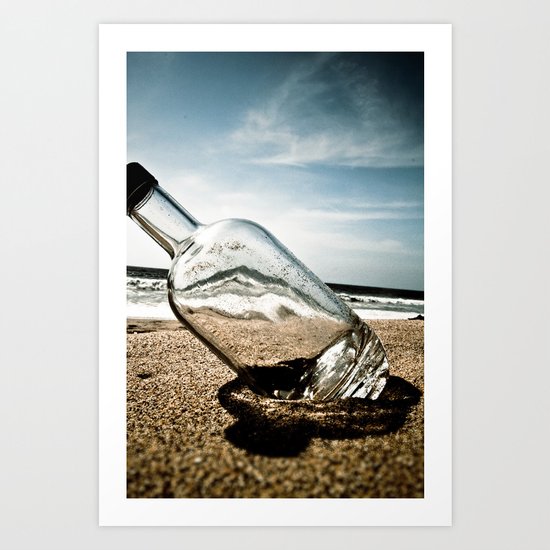 Bottle On Beach Art Print