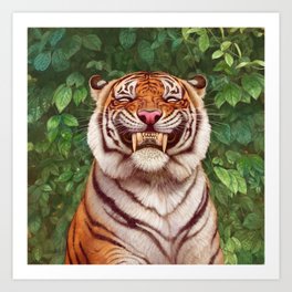 11. Smiling Tiger (Greenery) Art Print