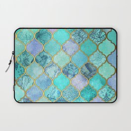 Cool Jade & Icy Mint Decorative Moroccan Tile Pattern Laptop Sleeve