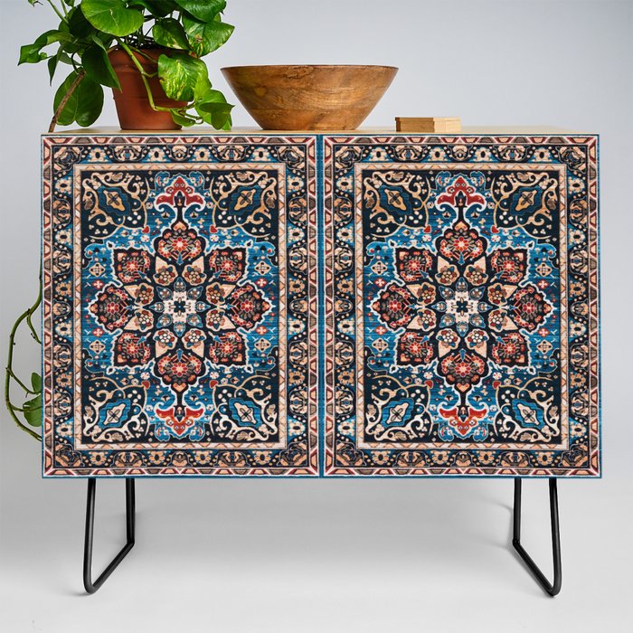 Bohemian Blossoms: Heritage Floral Moroccan Tapestry Credenza