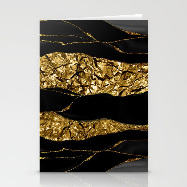 Girly Trend - Black Marble And Gold Metallic Foil  Stationery Cards