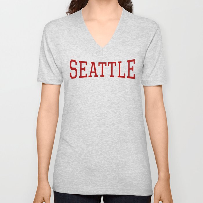 Seattle - Red V Neck T Shirt