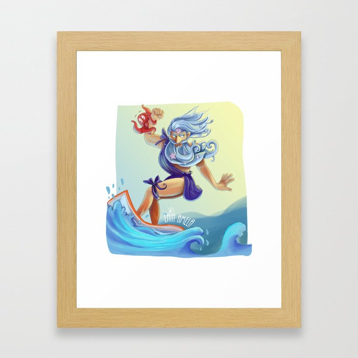 Surfer Neptune Framed Art Print