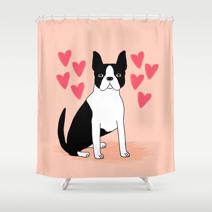 Valentines French Bulldog Dog In Love Bathroom Shower Curtain Fabric /& 12 Hook