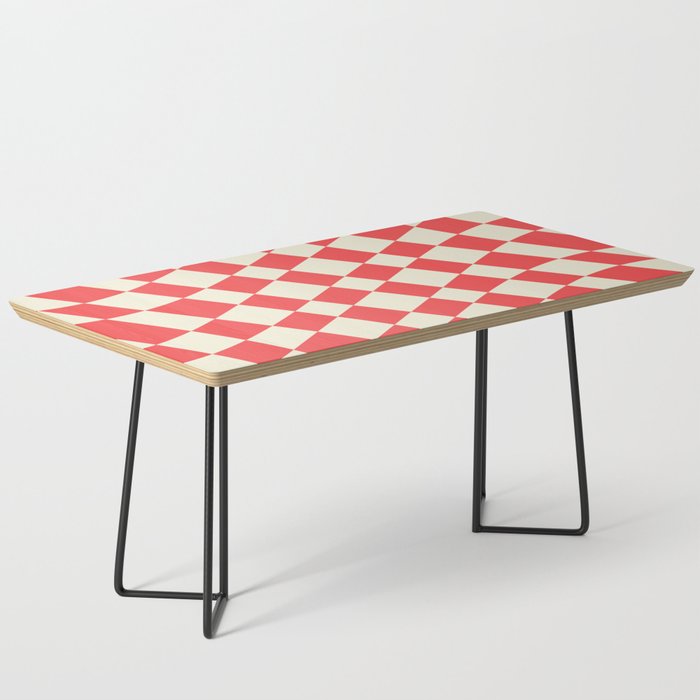 Abstract Warped Checkerboard pattern - Tart Orange and Beige Coffee Table