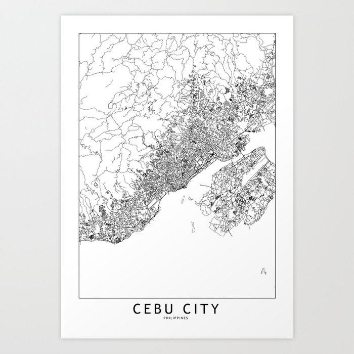 Cebu White Map Art Print
