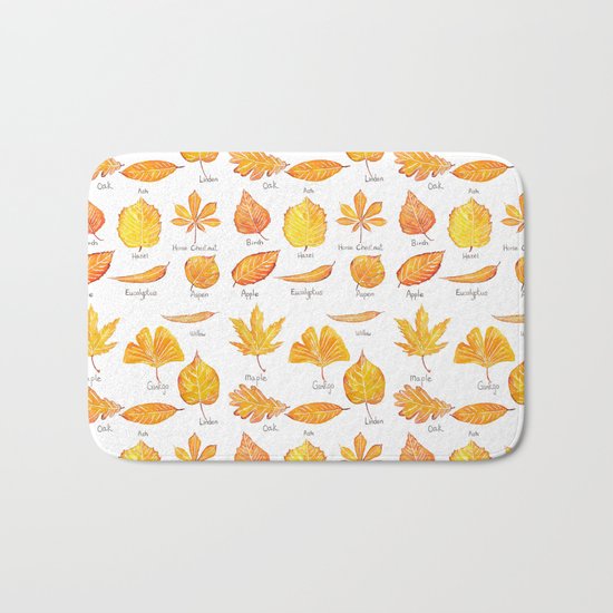 yellow leaves collection Bath Mat