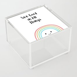 Positive Quote with Rainbow: Colorful See Good in All Things Acrylic Box