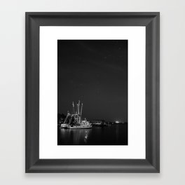 Boats on Shem Black and White Framed Art Print