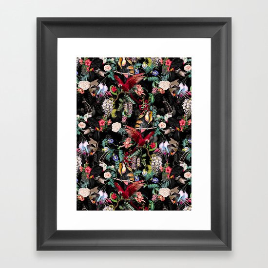 Floral and Birds IX Framed Art Print