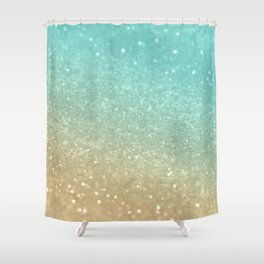 Sparkling Gold Aqua Teal Glitter Glam #1 (Faux Glitter) #shiny #decor #society6 Shower Curtain