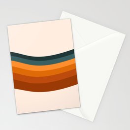 Haana - Orange Colourful Wavy Retro Stripes Art Design Pattern Stationery Card