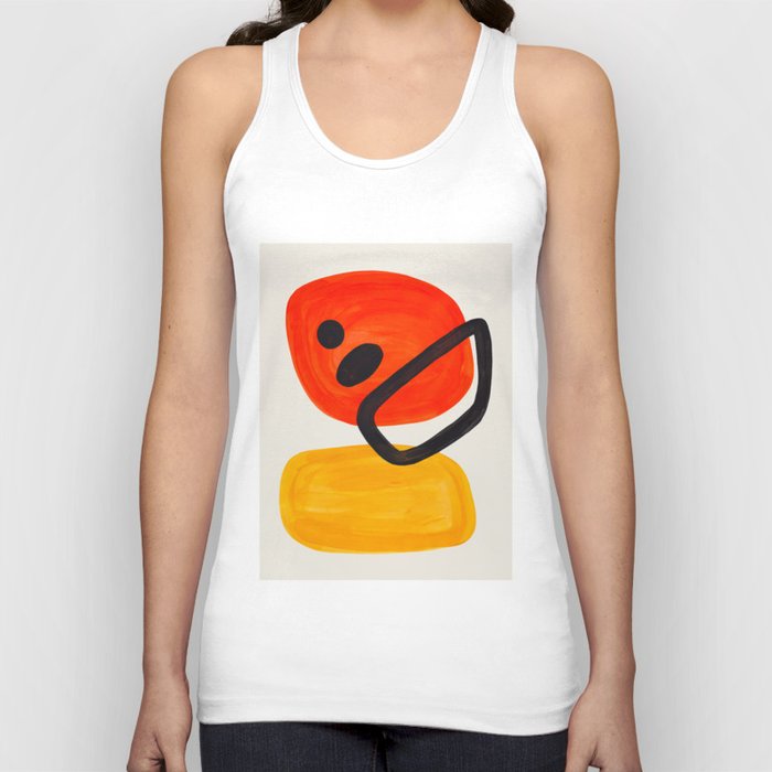 Colorful Mid Century Modern Abstract Fun Shapes Patterns Space Age Orange Yellow Orbit Bubbles Tank Top