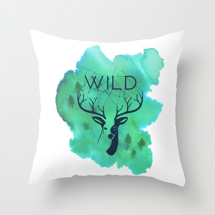 Wild deer Throw Pillow