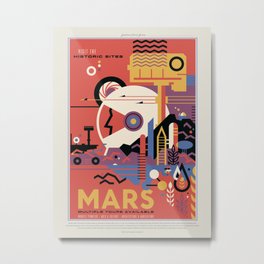  Retro Space Travel Poster NASA-Mars. Metal Print