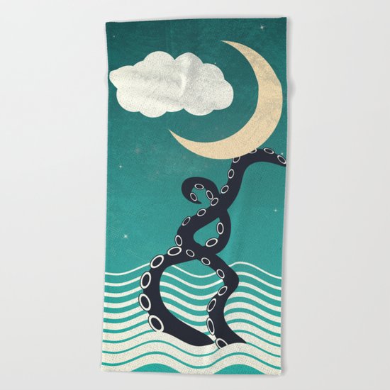The octopus and the sea II (a lullaby) Beach Towel