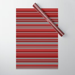[ Thumbnail: Red, Maroon, and Gray Colored Stripes Pattern Wrapping Paper ]
