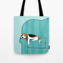 Happy Couch Beagle | Cute Sleeping Dog Tote Bag