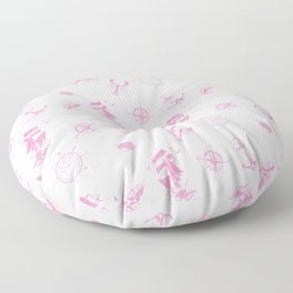Pink Silhouettes Of Vintage Nautical Pattern Floor Pillow