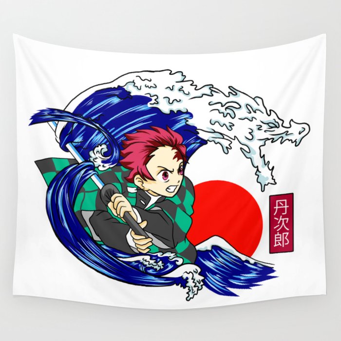 Tanjiro Wave Wall Tapestry by Illustrasikuu Society6