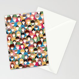 Colorful People Wearing Face Masks Stationery Card