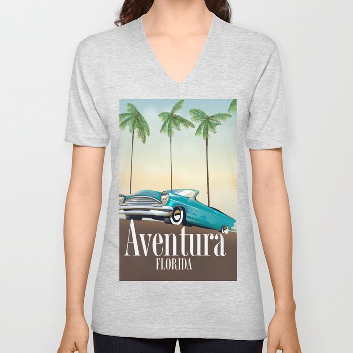 Aventura, Florida Travel poster V Neck T Shirt