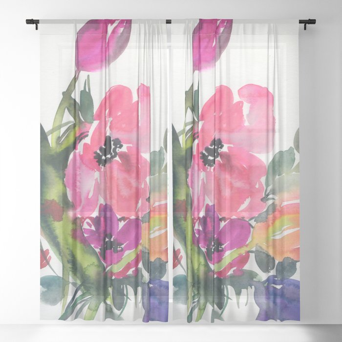 fresh anemone bouquet Sheer Curtain