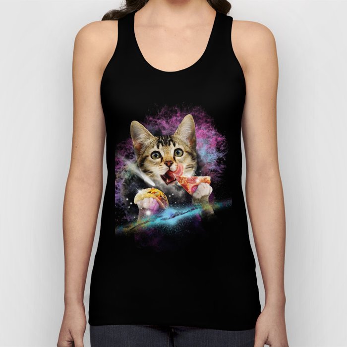 Galaxy Cat Rules Space With Taco And Pizza Power Gift Print Unisex