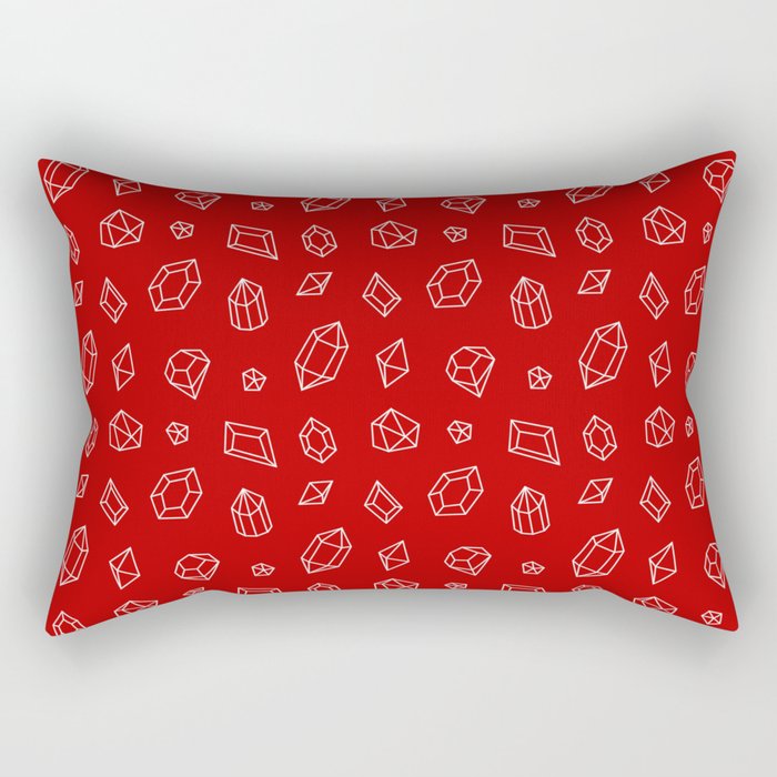 Red and White Gems Pattern Rectangular Pillow