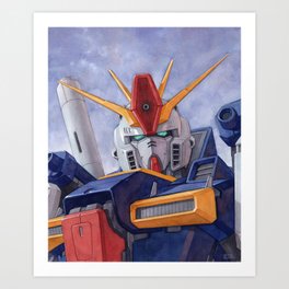 ZZ Gundam Art Print | Robot, Painting, Mech, Gundam, Anime, Fanart, Watercolor, Manga, Illustration, Gunpla 