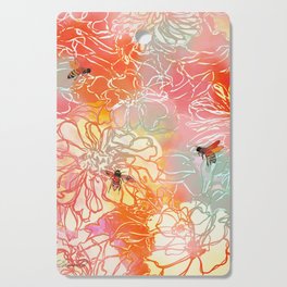 Flowers with busy Bees  Cutting Board