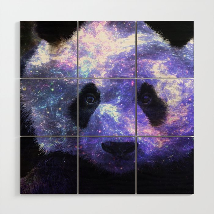 Galaxy Panda Space Colorful Wood Wall Art By Lemoboy Society6