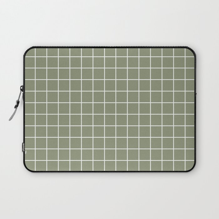 Artichoke - grey color - White Lines Grid Pattern Laptop Sleeve