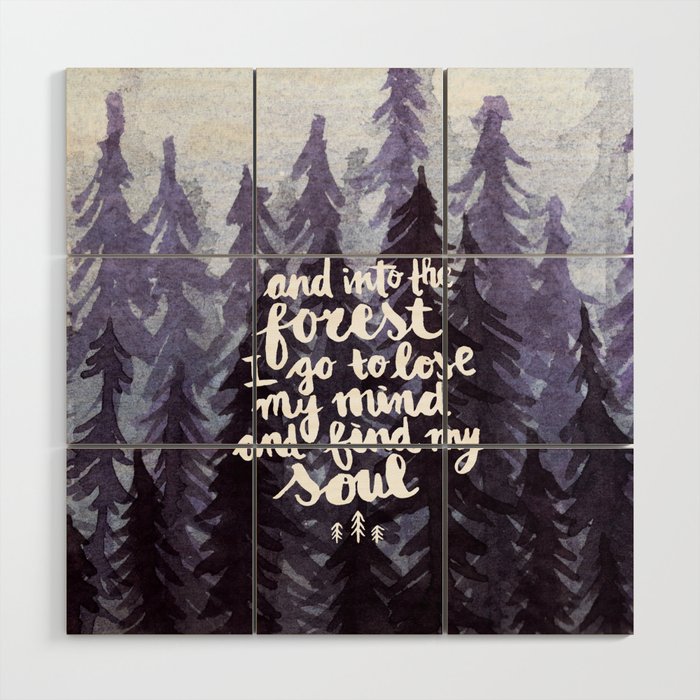 Into the Forest watercolor trees Wood Wall Art
