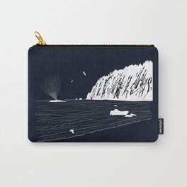 Whale Sighting White on Deep Navy Carry-All Pouch