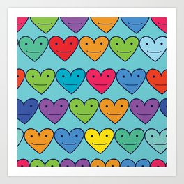 Colored hearts Art Print
