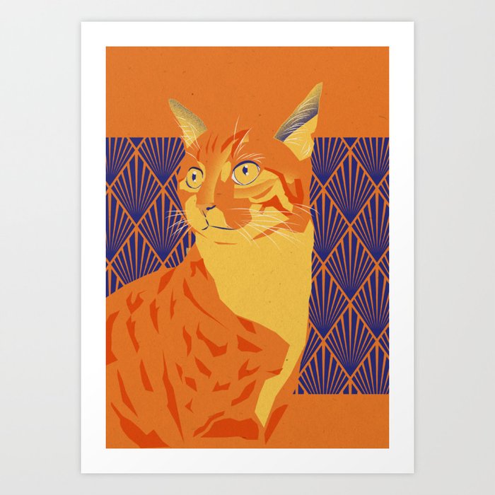 Colorful Ginger Cat  Art Print