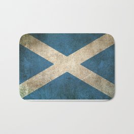 Old and Worn Distressed Vintage Flag of Scotland Bath Mat | Vintagescottishflag, Oldscottishflag, Flagofscotland, Graphicdesign, Scotland, Scottishpride, Political, Distressedscottishflag, Wornscottishflag, Vintageflag 