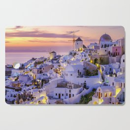 Beautiful Sunset in Oia Santorini, Greece Cutting Board