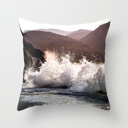 Waves Crashing on the Shore Throw Pillow