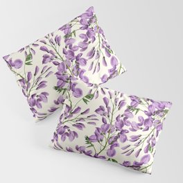 Boho forest green lavender lilac wisteria floral pattern Pillow Sham