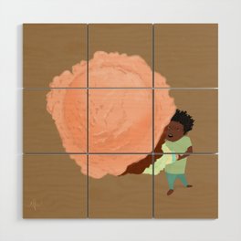 Kid with giant ice cream cone Wood Wall Art