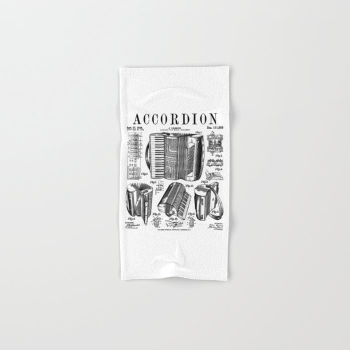 Accordion Player Accordionist Instrument Vintage Patent Hand & Bath Towel