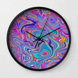 Neon melt Wall Clock | Colorful, Modern, Brightcolors, Digitalpainting, Trippy, Abstract, Oil, Digital, Psychedelic, Summer 