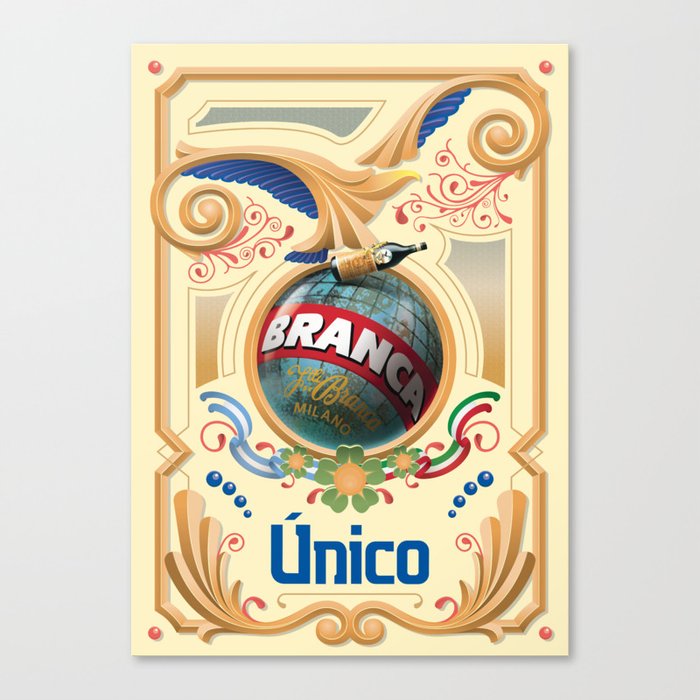 Fernet Branca Fileteado Porteno Unico Canvas Print By Esnicoalvarezart Society6