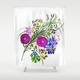 Floral pink flowers tropical loose watercolor  Shower Curtain