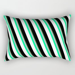 [ Thumbnail: Colorful Forest Green, Plum, Green, White, and Black Colored Lines Pattern Rectangular Pillow ]