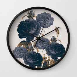 blue flowers Wall Clock